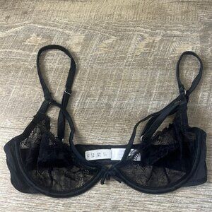 Fleur Du Mal Black Lace Bra Size 32C